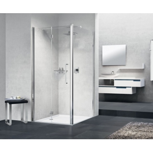 Porte pivotante et pliante YOUNG 1BS 80 cm - Transparent - Silver - Gauche YOUNG 1BS + F- Gauche