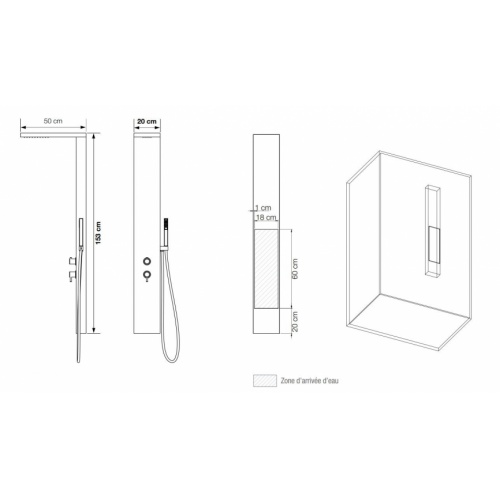 Colonne de douche AQUASTYLE Inox brossé* Aquastyle Schéma technique