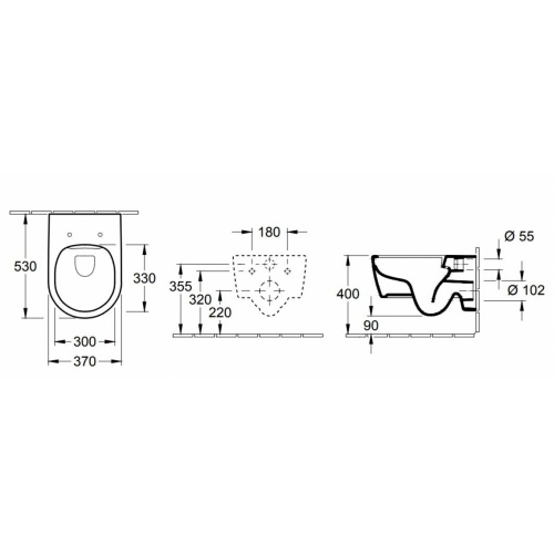 Pack WC Grohe Rapid SL + Cuvette AVENTO Villeroy & Boch + Plaque Skate Air Chromé* AVENTO Schéma 5656 FS