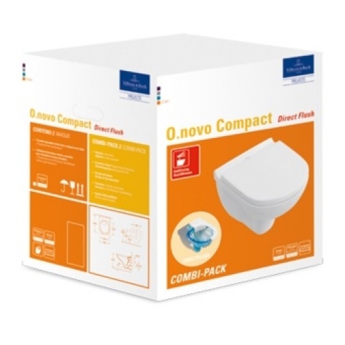 Pack WC Geberit UP320 + Cuvette O.Novo Compacte VILLEROY + Plaque Sigma blanche O'Novo Compact Combipack