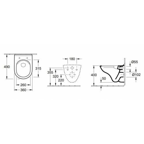 Pack WC Geberit UP320 + Cuvette O.Novo Compacte VILLEROY + Plaque Sigma blanche** O'Novo Compact 5688FR Schéma