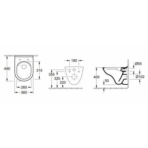 Pack WC Grohé Rapid SL + Cuvette O.Novo Compacte VILLEROY + Plaque Chromée Brillante O'Novo Compact 5688FR Schéma