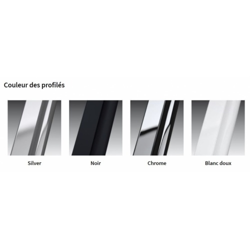 Paroi 1 porte coulissante KUADRA 2.0 2PH - Silver - Verre Transparent - Gauche - 160cm Couleur profilé KUADRA