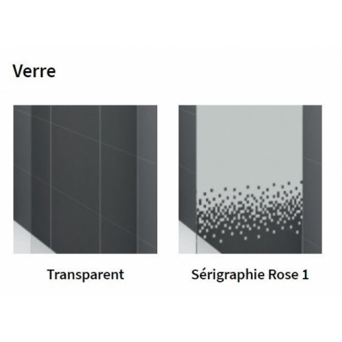 Paroi 1 porte coulissante KUADRA 2.0 2PH - Chromé - Verre Sérigraphie Rose 1- Droite - 140cm Verre KUADRA