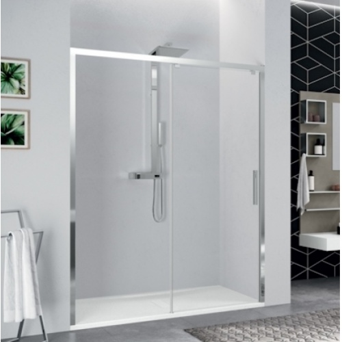 Paroi 1 porte coulissante KUADRA 2.0 2PH - Silver - Verre Transparent - Gauche - 160cm