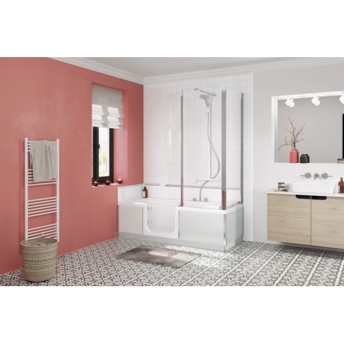 Tablier Full Verre Blanc (Façade + 1 côté) - 160 cm Baignoire DUO Gauche