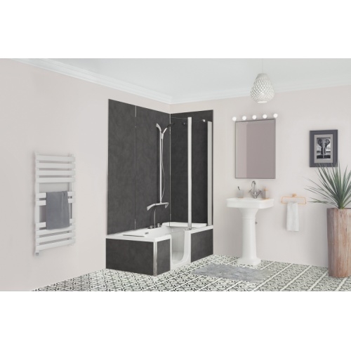 Combiné Bain/Douche DUO 160x75 cm - Tête à Gauche Baignoire DUO en angle Gauche