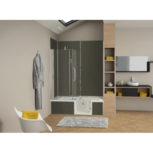 Combiné Bain/Douche DUO 160x75 cm - Tête à Droite Baignoire DUO en niche Droite