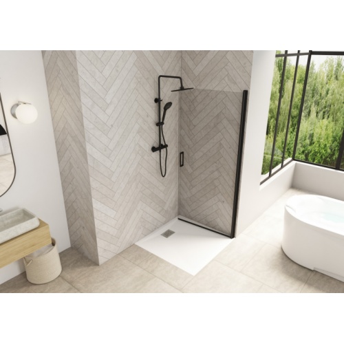 Paroi simple pivotante SOLO P Noir Grainé - 70 cm Smart DESIGN SOLO P Replié