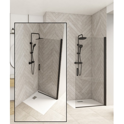 Paroi simple pivotante SOLO P Noir Grainé - 70 cm