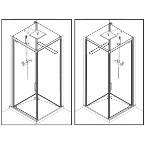 Cabine de douche BROOKLYN 90x90 cm - Porte pivotante BROOKLYN Pivotante Réversible