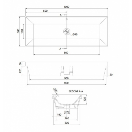 Vasque à encastrer par dessous TEOREMA 2.0 100 cm - 5137 5137 Schema