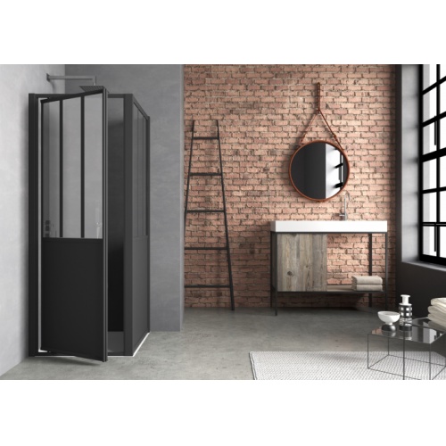 Porte de douche pivotante LOFT Steel 80 cm - Version Gauche LOFT Steel porte pivotant angle VG