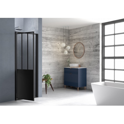 Porte de douche pivotante LOFT Steel 80 cm - Version Gauche LOFT Steel porte pivotant niche Gauche