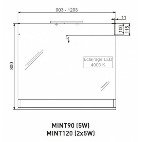 Meuble double vasque SWING Millésime Noir 120cm Miroir Contour noir- Technique