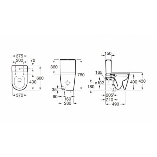 Pack WC Rimless compact INSPIRA ROUND WC Compact INSPIRA Schéma