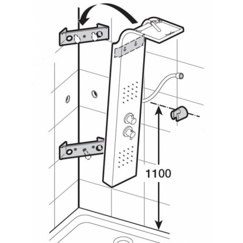 Système d'installation en angle pour colonne ESSENTIAL* Schéma pose kit angle