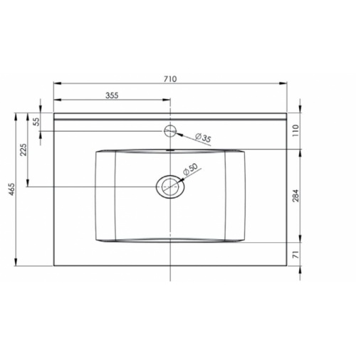 Meuble simple vasque décalé TEN 70cm Béton Cendré MAPLAN 70 Céramique