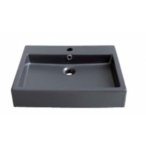 Meuble simple vasque BLACKLINE en Chêne Huilé Naturel - 109 cm Vasque TANK Noir Mat