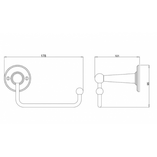 Porte-papier toilette Burlington sans cache Chromé Porte Papier Schéma