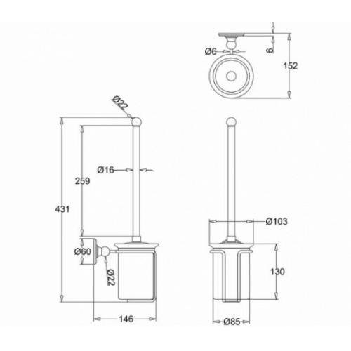 Porte-brosse WC Burlington Porte-Brosse Burlington Schéma