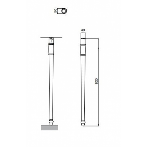 Vasque avec console CASTELLANA - 70 cm Pieds Métal CAstellana Schéma