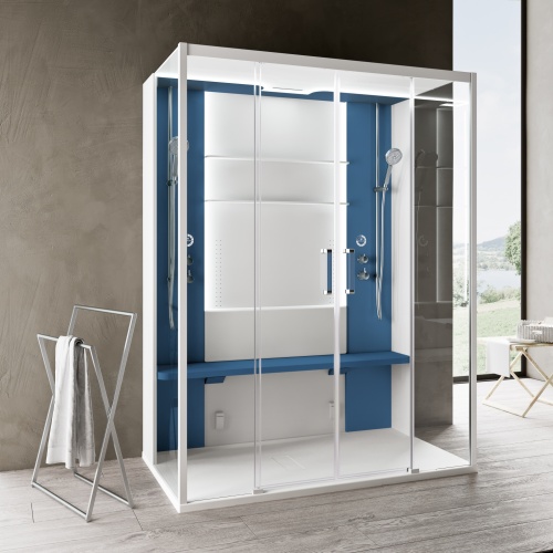 Cabine de douche multifonction SKILL DUAL Perla 160x97 cm SKILL-DUAL-Bleu