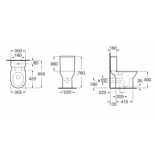 Pack WC au sol DEBBA ROUND Rimless Bebba Round Schéma