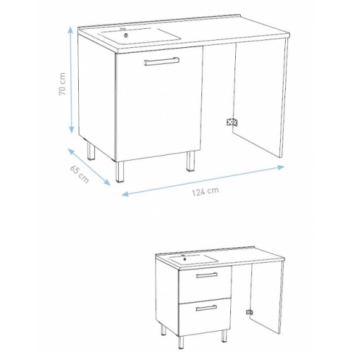 Meuble sous-vasque et emplacement lave-linge Cristal Anthracite Lave-Linge Schéma