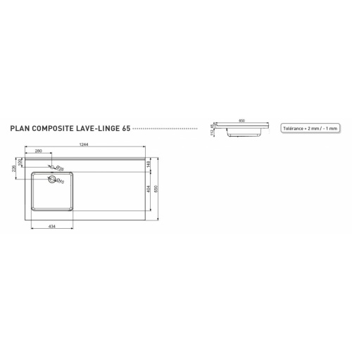 Meuble sous-vasque et emplacement lave-linge Cristal Anthracite Plan Lave-Linge