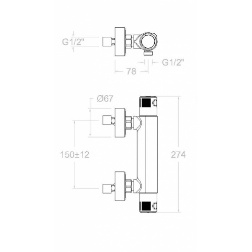 Mitigeur de douche thermostatique TERMOTECH - 963401S* 963401Schéma