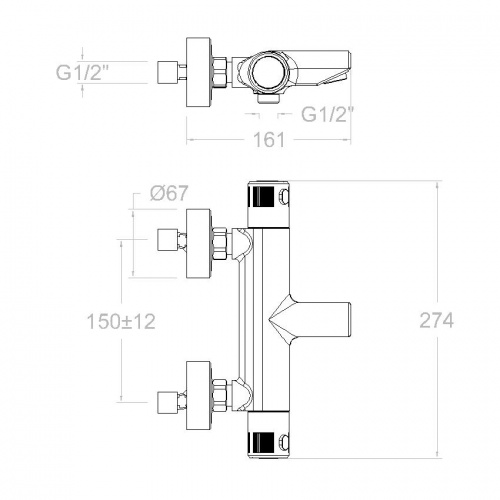 Mitigeur bain-douche thermostatique TERMOTECH - 963901S* 963901S Schéma