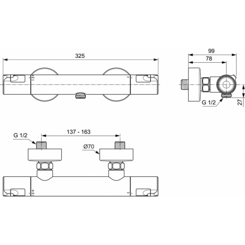 Mitigeur de douche thermostatique OKYRIS* D0493AA Schéma