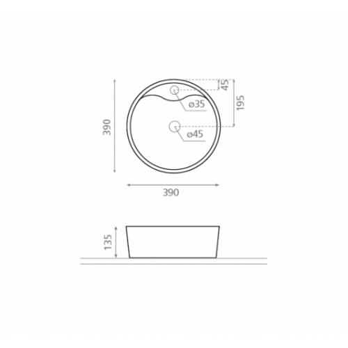 Vasque à poser VIENA Ø390 0040_VIENA_schema