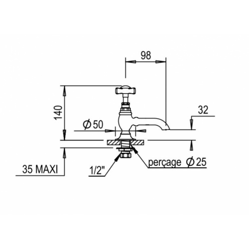 Robinet de lavabo COVENTRY - Eau Froide - Chromé 28 231 Schéma