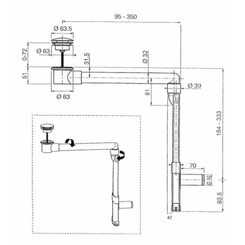 Siphon gain de place en ABS UD152S51 Schéma