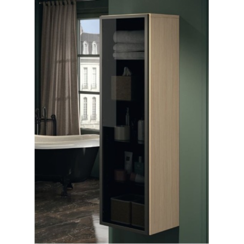 Meuble simple vasque OAKWOOD 120 cm Chêne Clair Colonne vitrée OAKWOOD