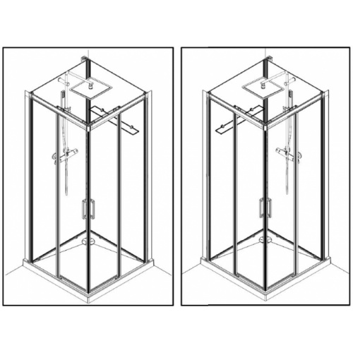 Cabine de douche BROOKLYN 90x90 cm - Portes coulissantes C90 Install Reversible Couliss