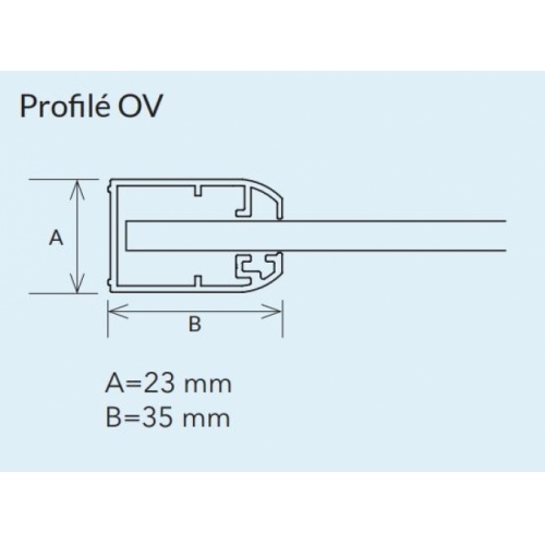 Paroi fixe OV-2000 avec porte serviette intégré - 120cm Gauche** Profilé OV Schéma