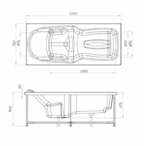 Baignoire balnéo KINEPLUS 170x75 cm - Tête à Droite kineplus-170