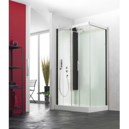 Cabine HORIZON Thermostatique 110x81 - Perle noire - Porte coulissante
