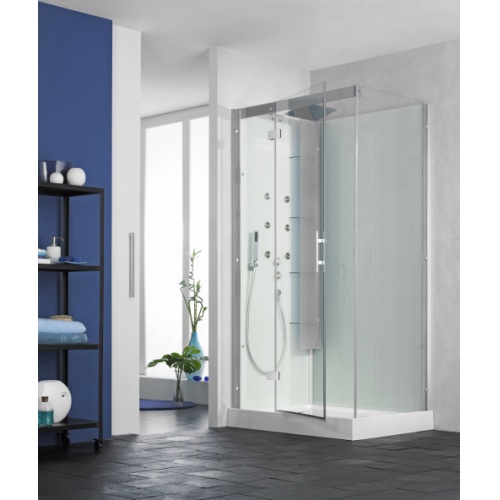 Cabine HORIZON Hydromassante 110x81 - Acier - Porte pivotante