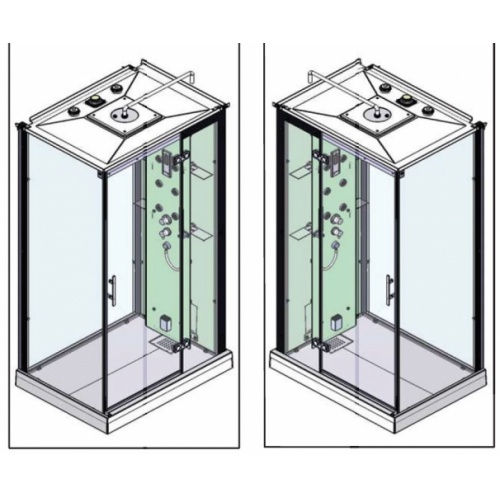 Cabine HORIZON 120 Hammam - Perle noire - Porte pivotante Réversible Horizon Rect_Ham_Piv