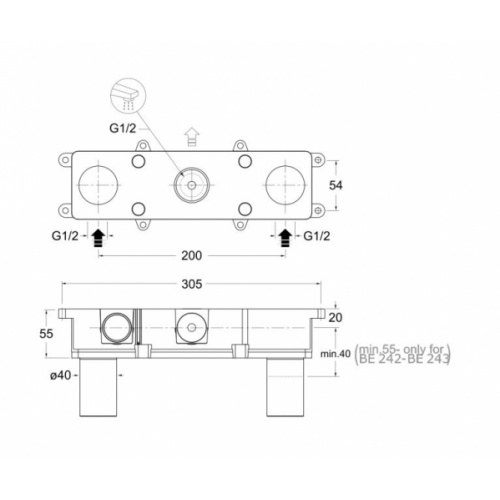 Box universelle pour mélangeur 3 trous CS23300 Schéma