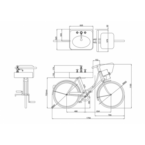 Lavabo bicyclette Pashley avec étagère en Bois bicy1_LD