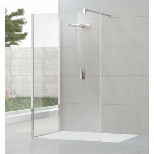 Panneau fixe latéral KUADRA HLF 90 cm - Transparent - Chromé