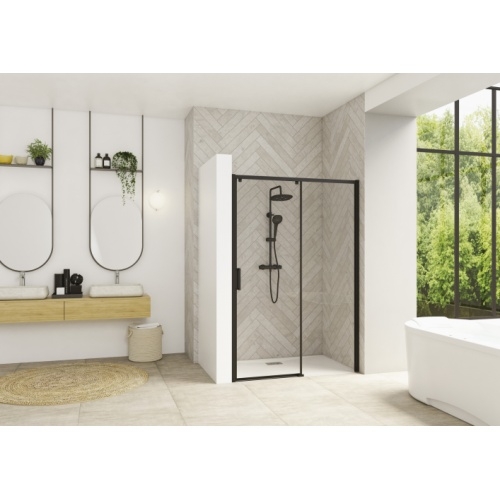 Paroi coulissante SMART DESIGN C Noir grainé - Droite - 90 cm 