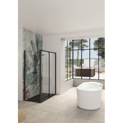 Paroi coulissante SMART DESIGN Noir grainé - Gauche - 160 cm Smart_Design_Balneo_Spa