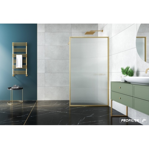 Paroi fixe NORDIC Or Mat Verre Wavy - Droite - 80 cm fijos-nordic-mamparas-ducha-fn200-oro-profiltek