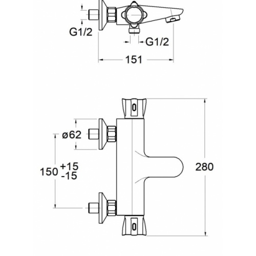 Mitigeur Bain/Douche thermostatique THETA BLACKMAT** TE15713 Schéma